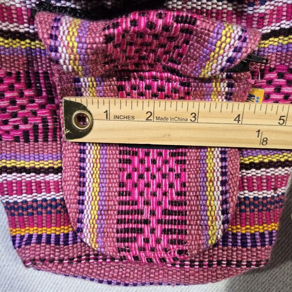 PINZON Handwoven Mini Backpack Boho Hippie Colorful bag 6X7 Multicolor - Picture 16 of 16